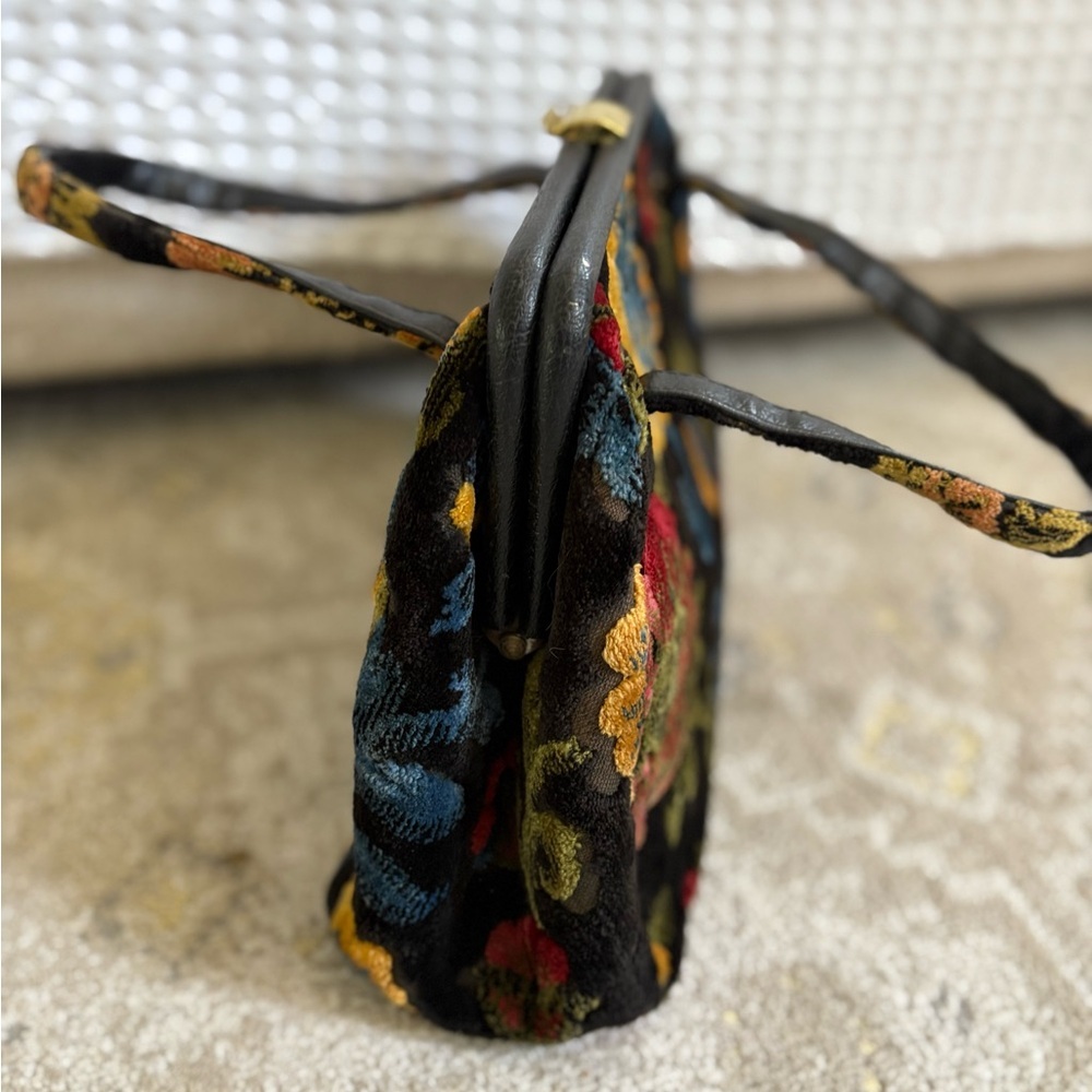 Vintage Large JR Florida Handbag Purse Carpet Bag Tapestry Floral Handbag - Picture 4 of 13